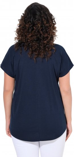 Ulla Popken Metallic Animal Cap Sleeve Graphic Tee Navy - Camisetas estampadas para mujer - 