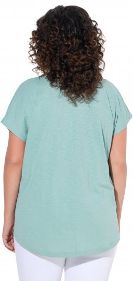 Ulla Popken Metallic Animal Cap Sleeve Graphic Tee Light Green - Camisetas estampadas para mujer - 