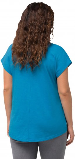 Ulla Popken Metallic Animal Cap Sleeve Graphic Tee Sapphire Blue - Camisetas estampadas para mujer - 