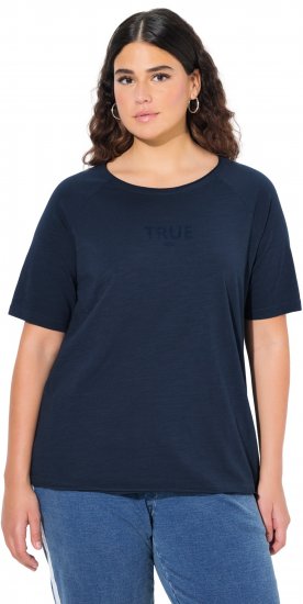 Ulla Popken TRUE Lettering Short Sleeve Tee Navy Blue - Camisetas estampadas para mujer - 