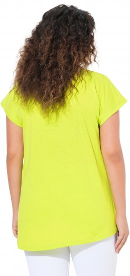 Ulla Popken Half-Sleeve A-line V-Neck Boat Pattern T-Shirt Lime - Camisetas estampadas para mujer - 