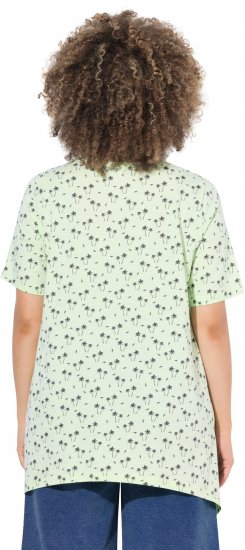 Ulla Popken Palm Tree Print Pointed Hem Tee Lett Lime - Camisetas estampadas para mujer - 