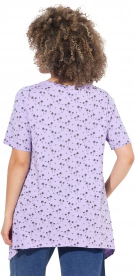 Ulla Popken Palm Tree Print Pointed Hem Tee Lavender - Camisetas estampadas para mujer - 