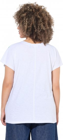 Ulla Popken Cross Stitch Short Sleeve Tee Snow White - Camisetas estampadas para mujer - 