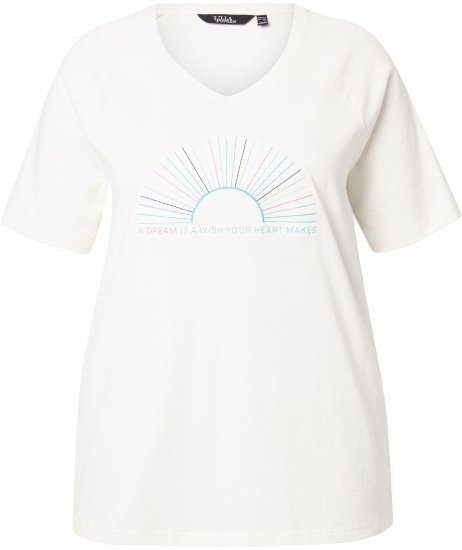 Ulla Popken Embroidered Sunrise Lettering Tee Off-White - Camisetas estampadas para mujer - 