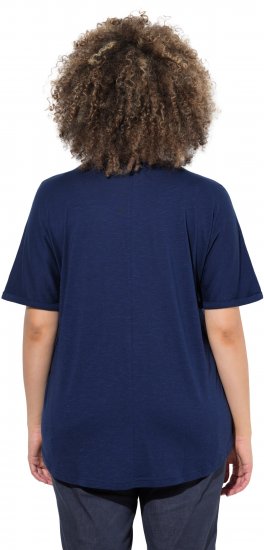 Ulla Popken Marine Print Short Sleeve Tee Ink Blue - Camisetas estampadas para mujer - 