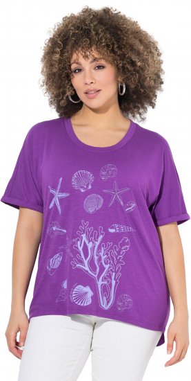 Ulla Popken Marine Print Short Sleeve Tee Purple - Camisetas estampadas para mujer - 