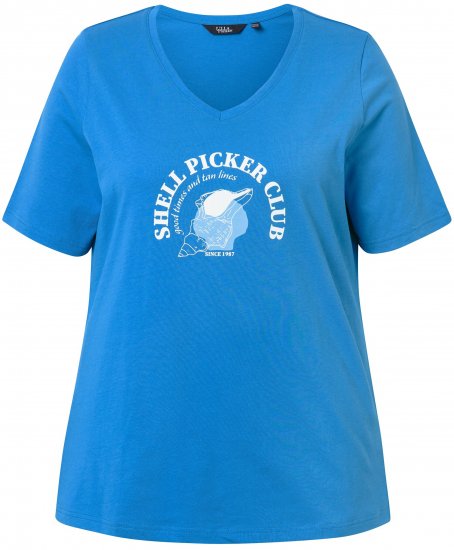 Ulla Popken Shell Picker Club Short Sleeve Graphic Tee Teal Blue - ROPA DE MUJER 40-66 - 