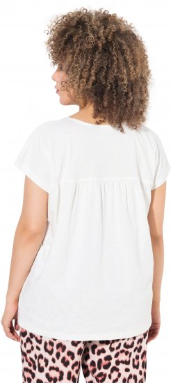Ulla Popken Free Spirit Butterfly Cap Sleeve Graphic Tee Off-White - Camisetas estampadas para mujer - 