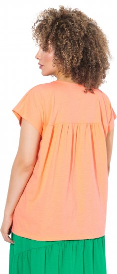 Ulla Popken Free Spirit Butterfly Cap Sleeve Graphic Tee Coral - Camisetas estampadas para mujer - 