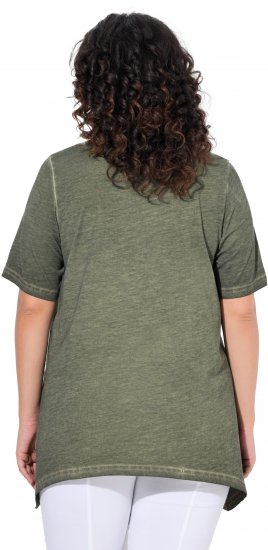 Ulla Popken Sunset Lettering Short Sleeve Graphic Tee Olive - Camisetas estampadas para mujer - 