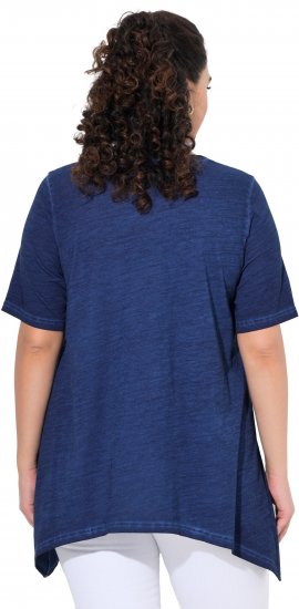 Ulla Popken Sunset Lettering Short Sleeve Graphic Tee Ink Blue - Camisetas estampadas para mujer - 