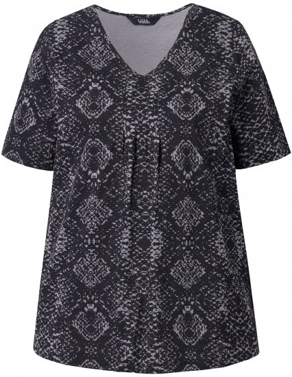 Ulla Popken Snake Print V-Neck Tee Graphite Grey - Camisetas estampadas para mujer - 