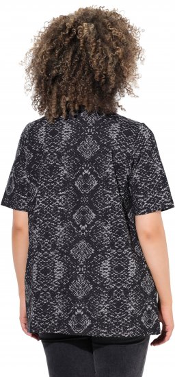 Ulla Popken Snake Print V-Neck Tee Graphite Grey - Camisetas estampadas para mujer - 