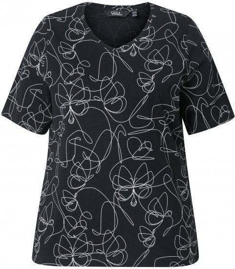 Ulla Popken Abstract Animal Print Short Sleeve Tee Black - Camisetas estampadas para mujer - 