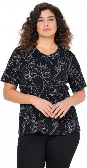 Ulla Popken Abstract Animal Print Short Sleeve Tee Black - Camisetas estampadas para mujer - 