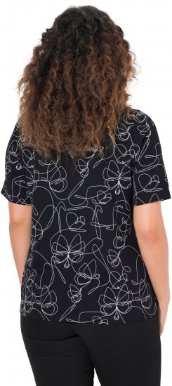 Ulla Popken Abstract Animal Print Short Sleeve Tee Black - Camisetas estampadas para mujer - 