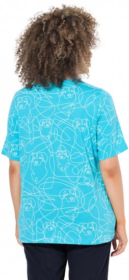 Ulla Popken Abstract Animal Print Short Sleeve Tee Deep Aqua - Camisetas estampadas para mujer - 