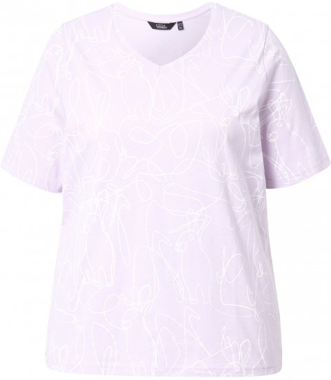 Ulla Popken Abstract Animal Print Short Sleeve Tee Lavender - Camisetas estampadas para mujer - 