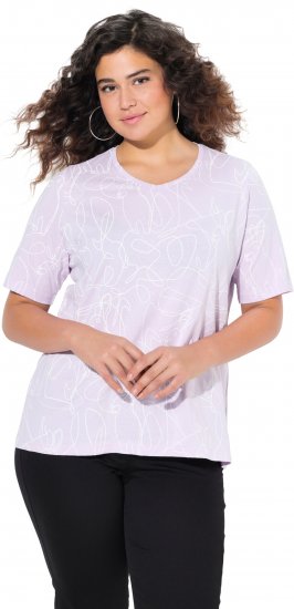 Ulla Popken Abstract Animal Print Short Sleeve Tee Lavender - Camisetas estampadas para mujer - 