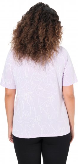 Ulla Popken Abstract Animal Print Short Sleeve Tee Lavender - Camisetas estampadas para mujer - 
