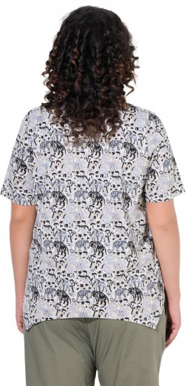 Ulla Popken Half-sleeve A-line V-neck Pointed Hem Animal Pattern T-shirt Moss - Camisetas estampadas para mujer - 