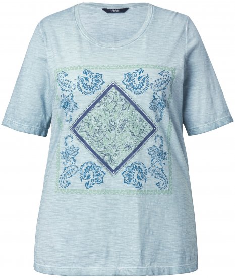 Ulla Popken Paisley Short Sleeve Graphic Tee Light Moss Green - Camisetas estampadas para mujer - 