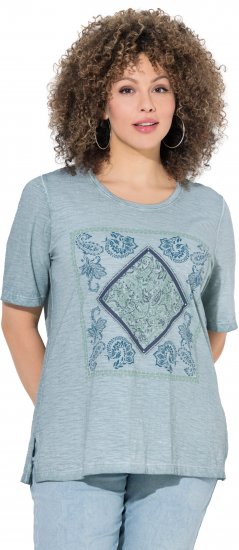 Ulla Popken Paisley Short Sleeve Graphic Tee Light Moss Green - Camisetas estampadas para mujer - 