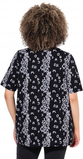 Ulla Popken Letter Print Short Sleeve Tee Black - Camisetas estampadas para mujer - 