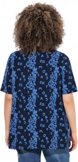 Ulla Popken Letter Print Short Sleeve Tee Navy - Camisetas estampadas para mujer - 