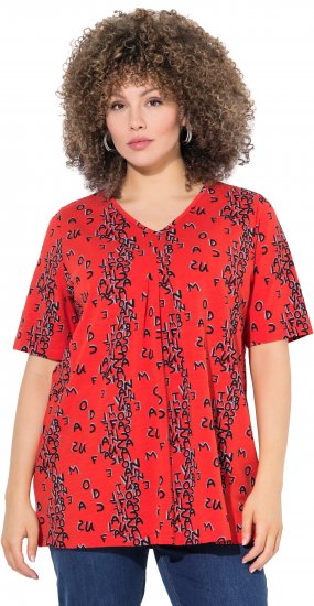Ulla Popken Letter Print Short Sleeve Tee Red - Camisetas estampadas para mujer - 