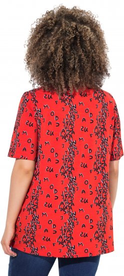 Ulla Popken Letter Print Short Sleeve Tee Red - Camisetas estampadas para mujer - 