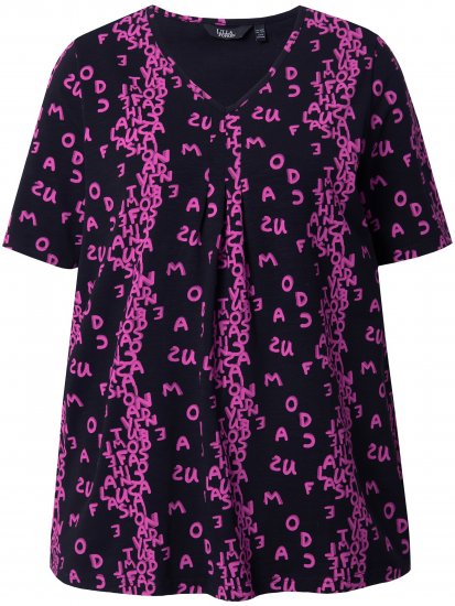 Ulla Popken Letter Print Short Sleeve Tee Magnolia Red - Camisetas estampadas para mujer - 