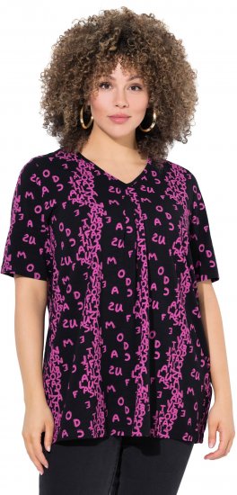 Ulla Popken Letter Print Short Sleeve Tee Magnolia Red - Camisetas estampadas para mujer - 