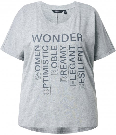 Ulla Popken WONDER Short Sleeve Graphic Tee Light Grey Melange - Camisetas estampadas para mujer - 