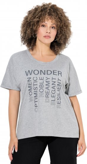 Ulla Popken WONDER Short Sleeve Graphic Tee Light Grey Melange - Camisetas estampadas para mujer - 