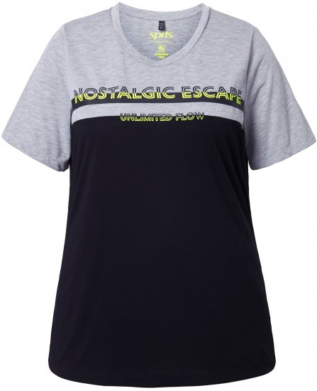 Ulla Popken Nostalgic Escape Performance T-Shirt Black - Camisetas estampadas para mujer - 