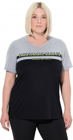 Ulla Popken Nostalgic Escape Performance T-Shirt Black - Camisetas estampadas para mujer - 