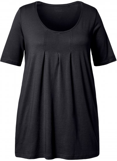 Ulla Popken Essential Front Pleat Tee Black - Camisetas - 