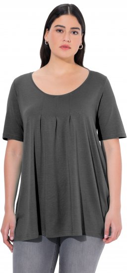 Ulla Popken Essential Front Pleat Tee Graphite Grey - Camisetas - 
