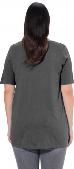Ulla Popken Essential Front Pleat Tee Graphite Grey - Camisetas - 
