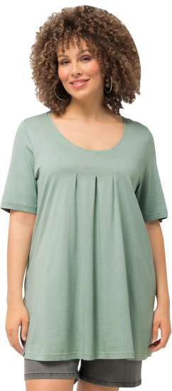 Ulla Popken Essential Front Pleat Tee Light Moss Green - Camisetas - 