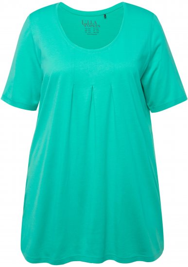 Ulla Popken Essential Front Pleat Tee Turquoise Green - Camisetas - 