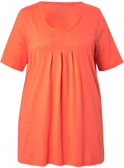 Ulla Popken Essential Front Pleat Tee Pink Coral - Camisetas - 