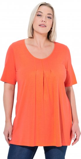 Ulla Popken Essential Front Pleat Tee Pink Coral - Camisetas - 