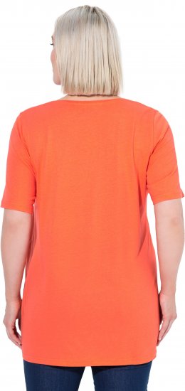 Ulla Popken Essential Front Pleat Tee Pink Coral - Camisetas - 