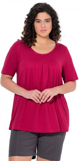 Ulla Popken Essential Front Pleat Tee Dark Raspberry - Camisetas - 