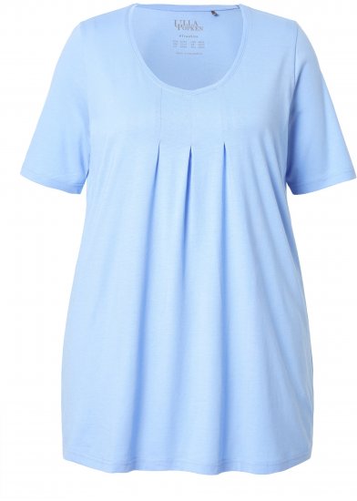 Ulla Popken Essential Front Pleat Tee Light Blue - Camisetas - 