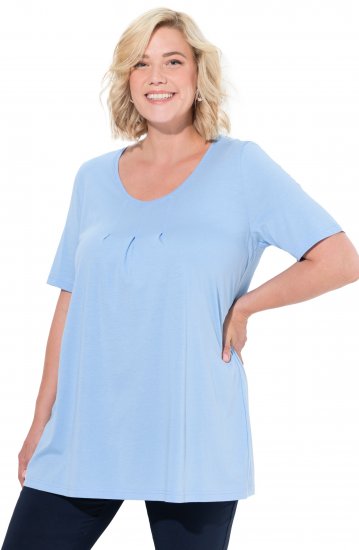 Ulla Popken Essential Front Pleat Tee Light Blue - Camisetas - 