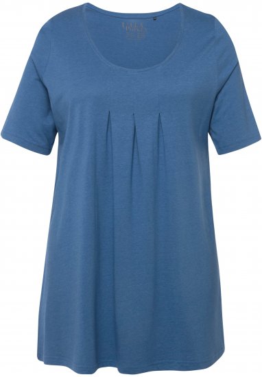 Ulla Popken Essential Front Pleat Tee Denim Blue - Camisetas - 